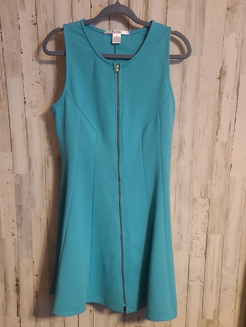 K Jordan Teal Zip-Front Sleeveless Fit & Flare Mini Dress